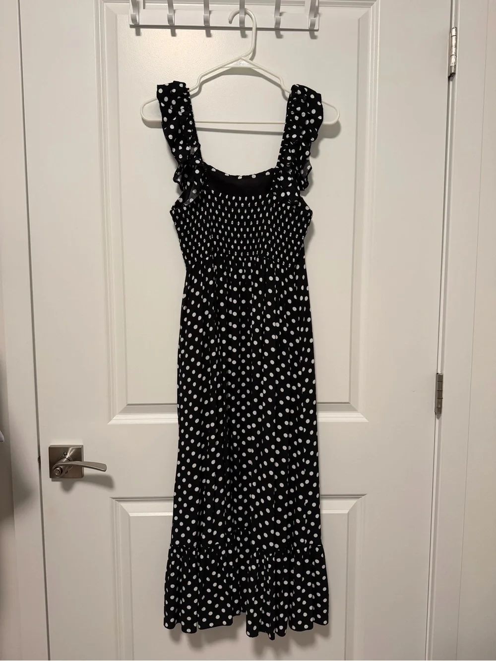 kate spade Black and White Polka Dot Ruffle Strap Maxi